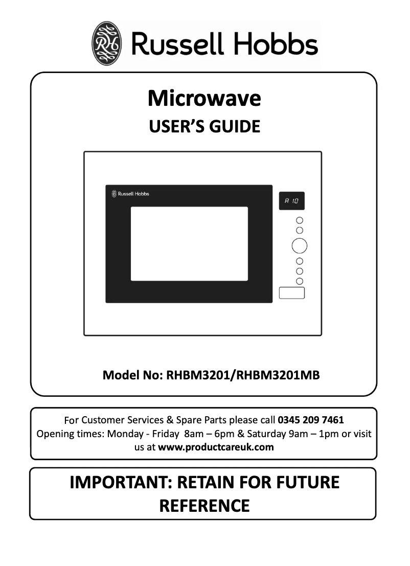 Page 1 de la notice Manuel utilisateur Russell Hobbs RHBM3201MB