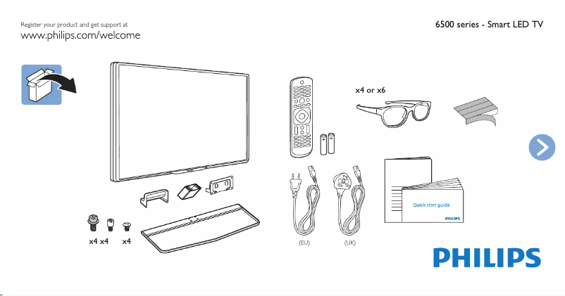 Page 1 de la notice Guide de démarrage rapide Philips 47PFK6589