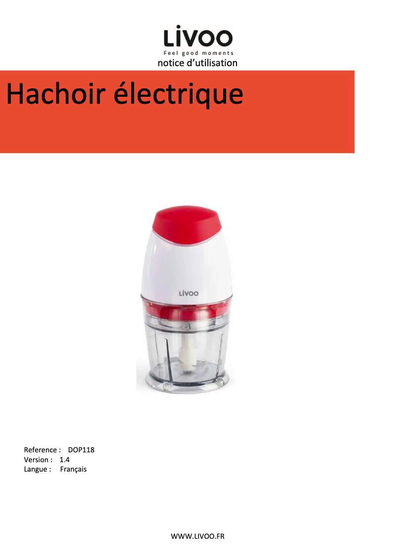 Page n°1 - Manuel utilisateur Livoo DOP118