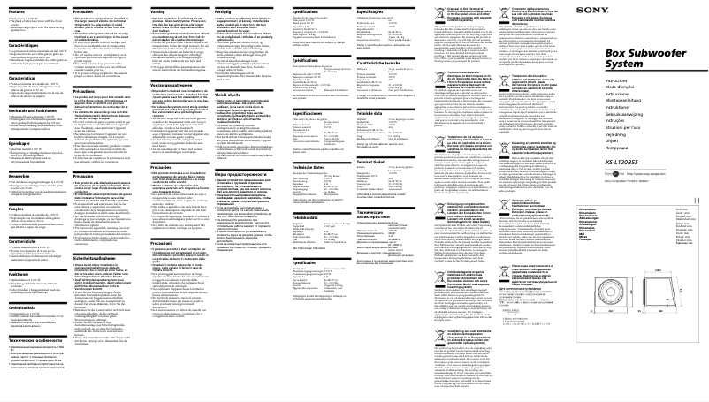 Page 1 de la notice Manuel utilisateur Sony XS-L120B5S