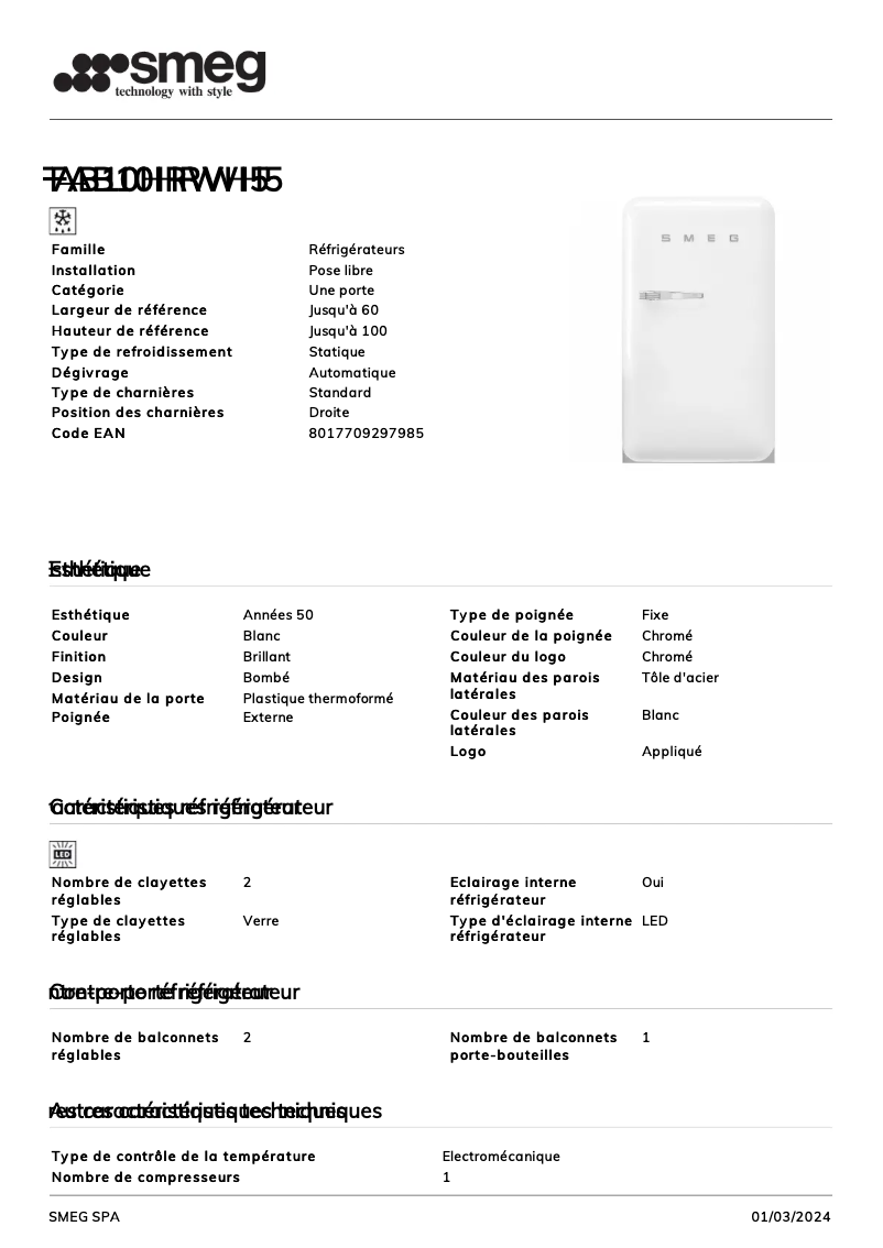 Image de la première page du manuel de l'appareil FAB10HRWH5