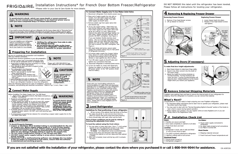 Page n°1 - Manuel utilisateur Frigidaire FGHF2367T