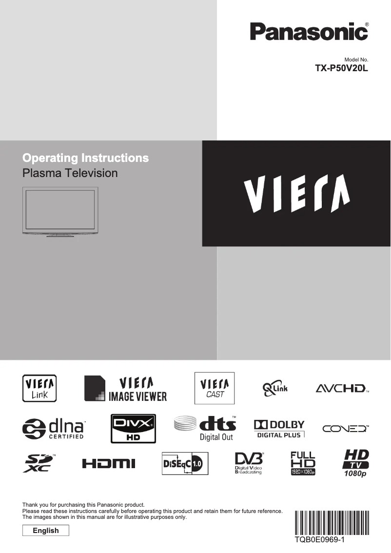 Page 1 de la notice Manuel utilisateur Panasonic Viera TX-P50V20L