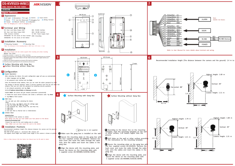 Página 1 del manual Guía de inicio rápido Hikvision DS-KV9503-WBE1