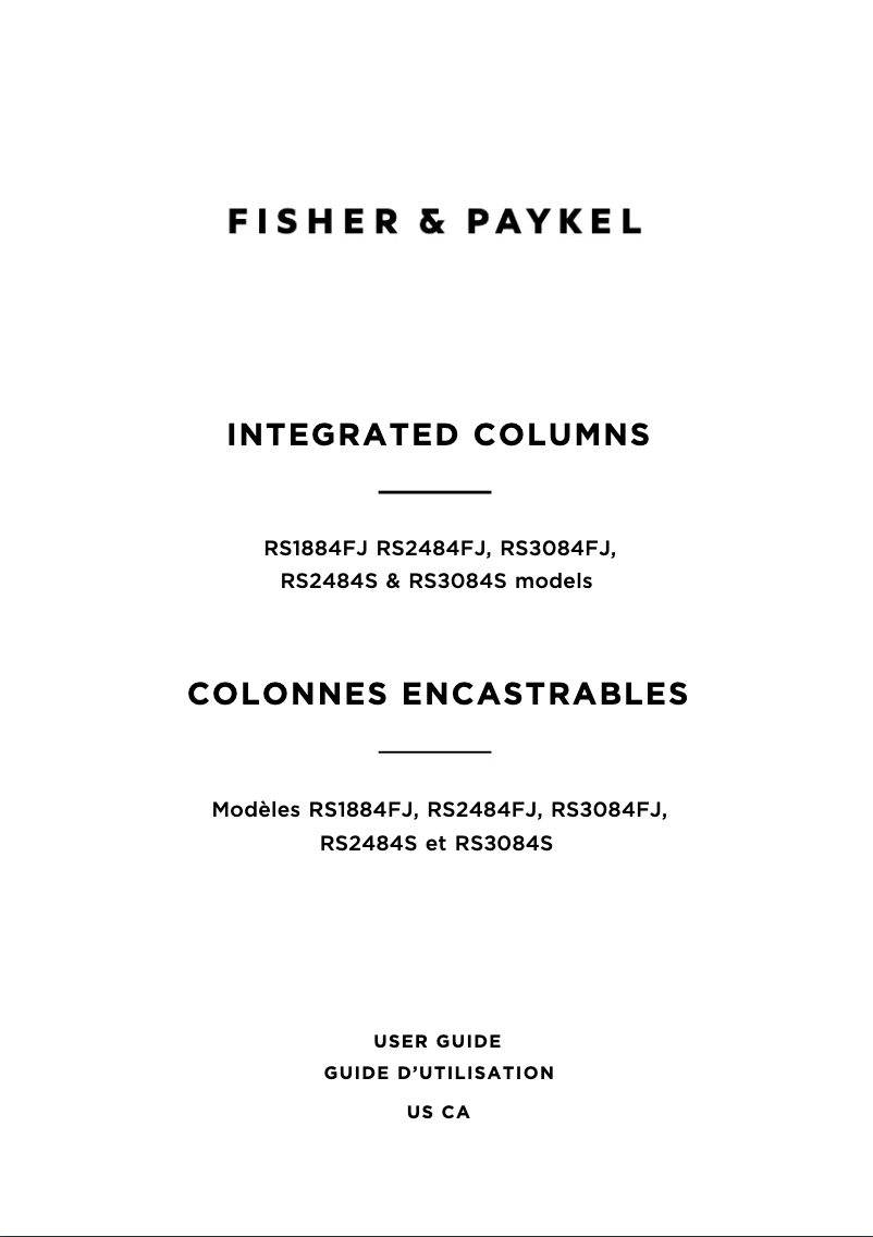 First page image of the manual for RS3084FRJ1