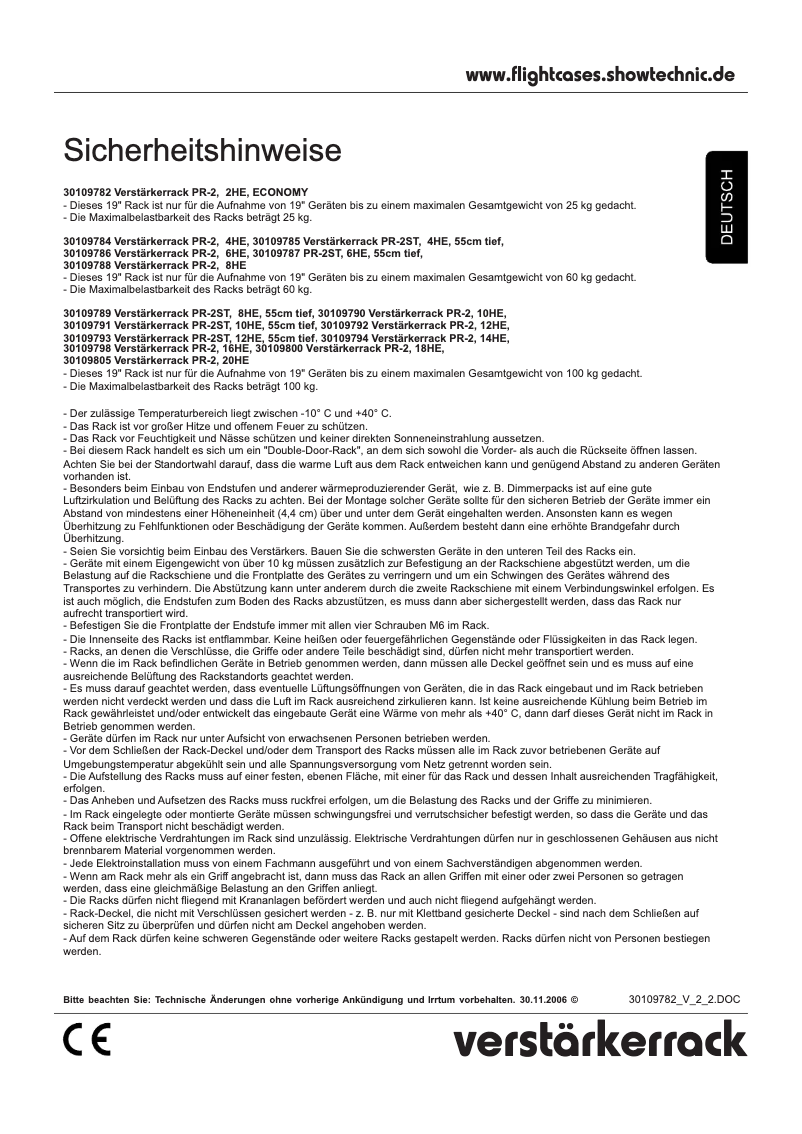 Page 1 de la notice Manuel utilisateur Roadinger Amplifier Rack PR-1