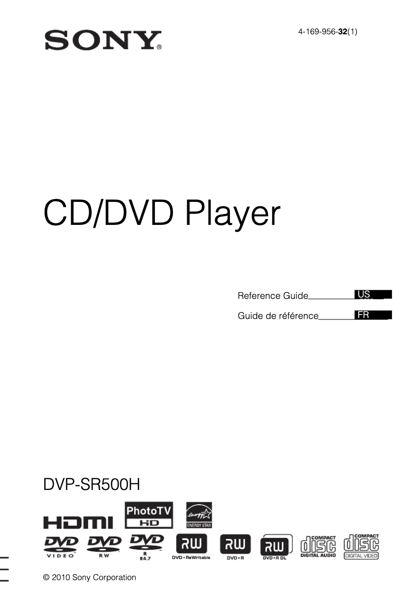 Page n°1 - Manuel utilisateur Sony DVP-SR500H