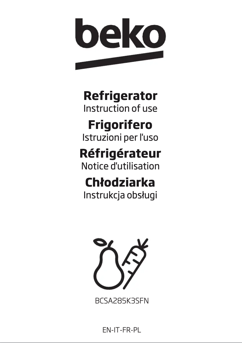 Page n°1 - Manuel utilisateur Beko BCSA285K3SFN