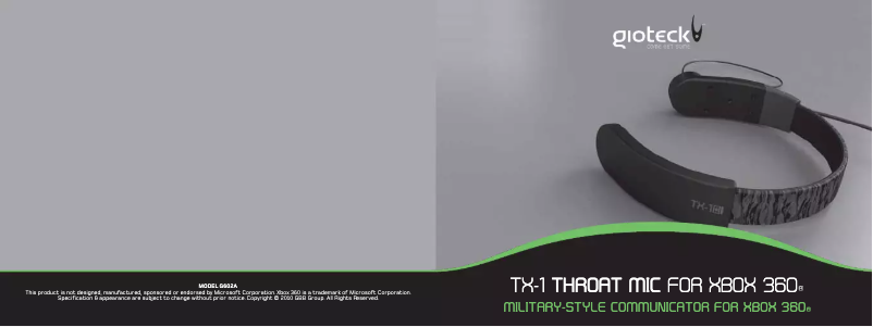 Image de la première page du manuel de l'appareil TX-1 (Xbox 360)