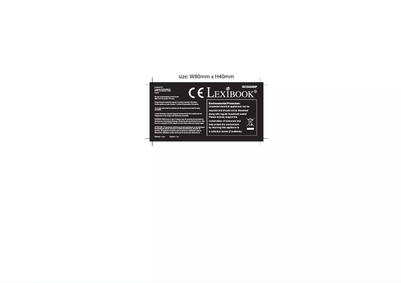 Image de la première page du manuel de l'appareil RCD200DP