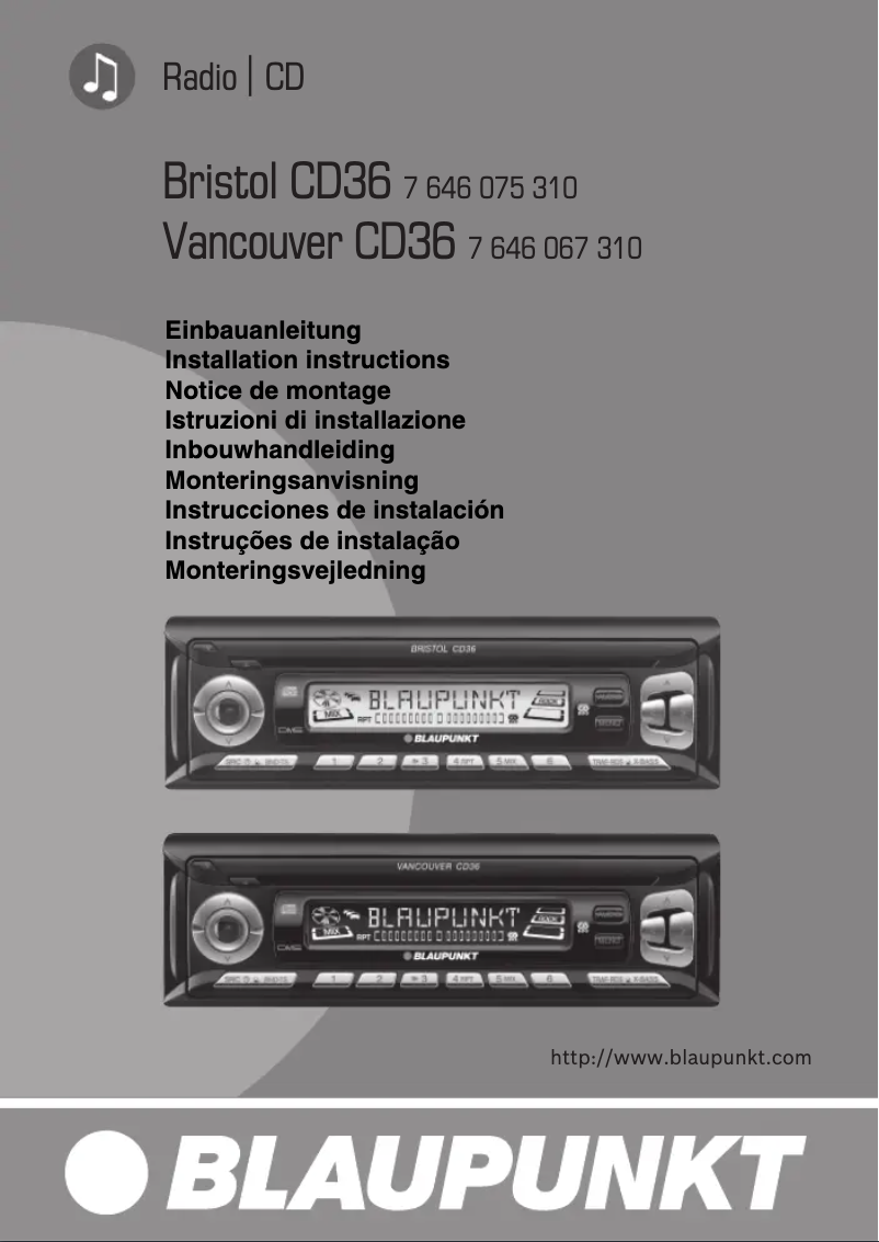 Page 1 de la notice Manuel utilisateur Blaupunkt Vancouver CD36
