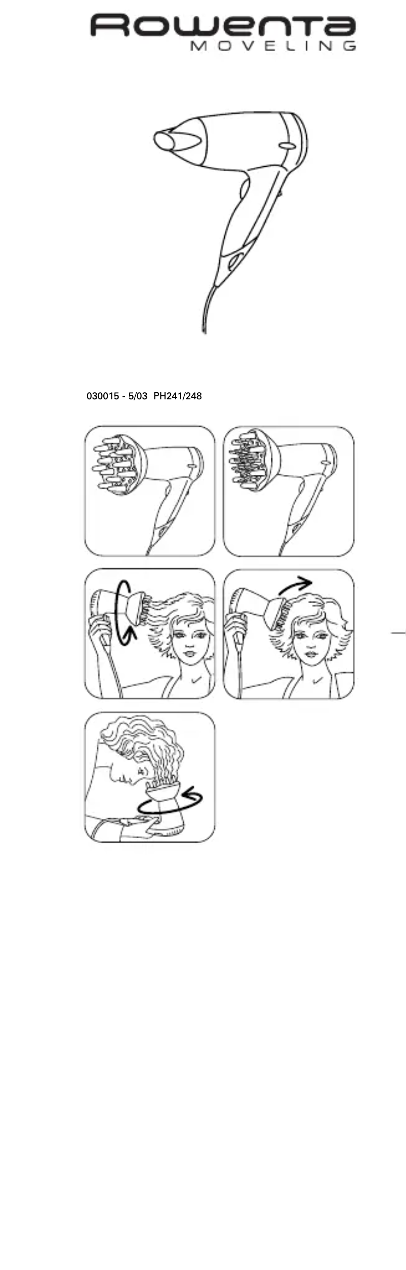 Page n°1 - Manuel utilisateur Rowenta PH246 Moveling 1600