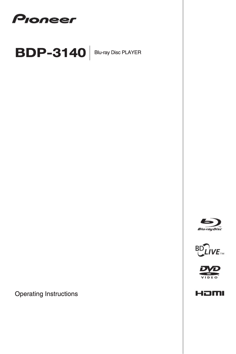 Page 1 de la notice Manuel utilisateur Pioneer BDP-3140