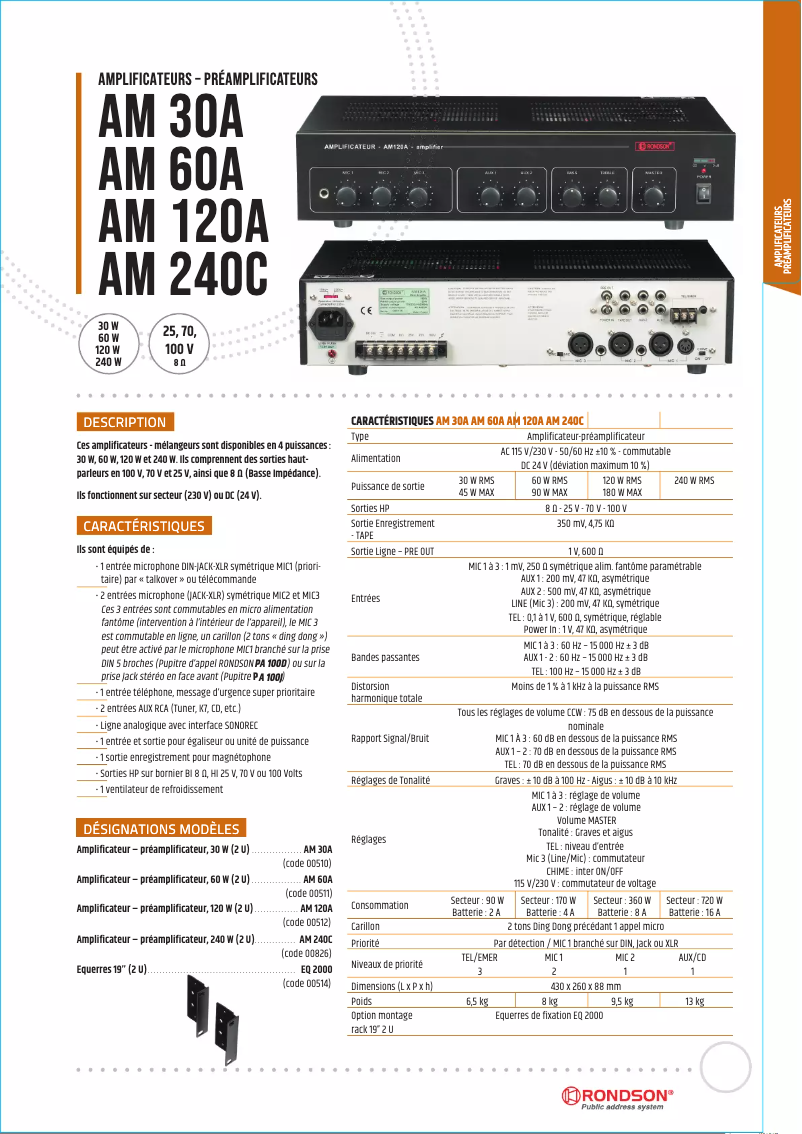 Page 1 de la notice Manuel utilisateur Rondson AM 120A