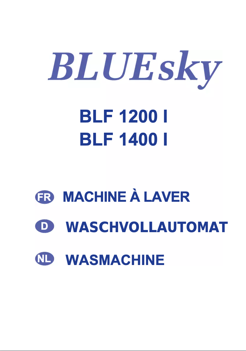 Page n°1 - Manuel utilisateur Bluesky BLF 1400 I