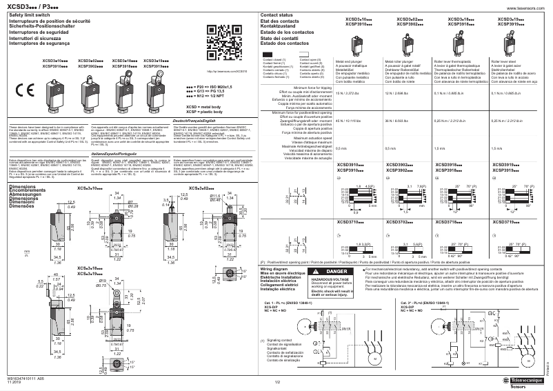 Página 1 del manual Manual de usuario Schneider XCSD3710P20