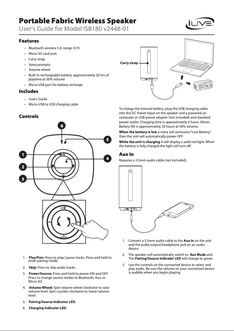 Página 1 del manual Manual de usuario iLive ISB180