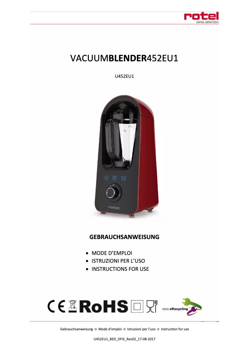 Page n°1 - Manuel utilisateur Rotel U452EU1