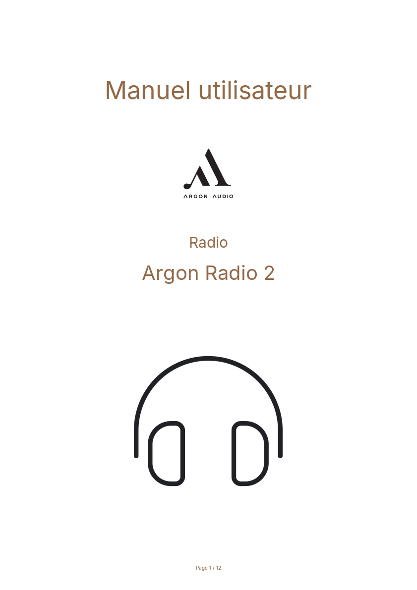 Page n°1 - Manuel utilisateur Argon Radio 2