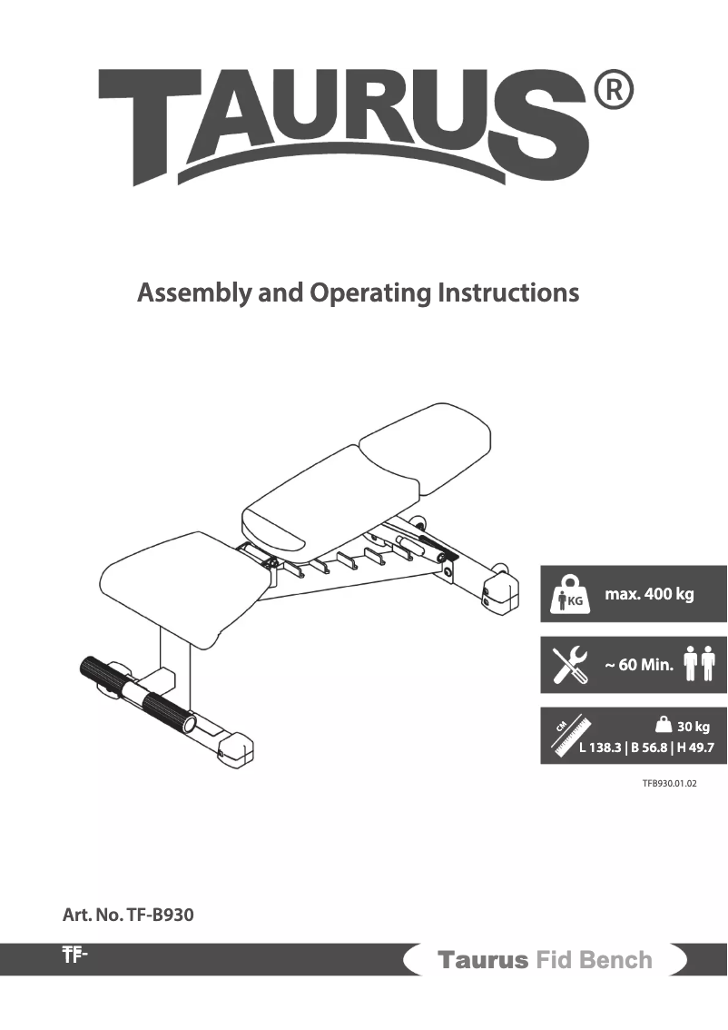 Imagen de la primera página del manual del dispositivo Weight Bench B930