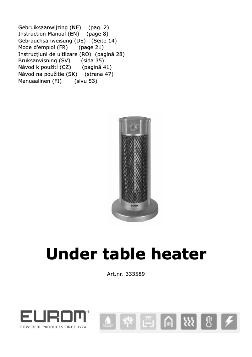 Image de la première page du manuel de l'appareil Under table heater