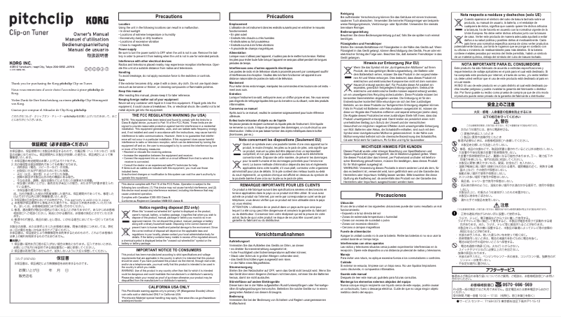 Page n°1 - Manuel utilisateur Korg Pitchclip