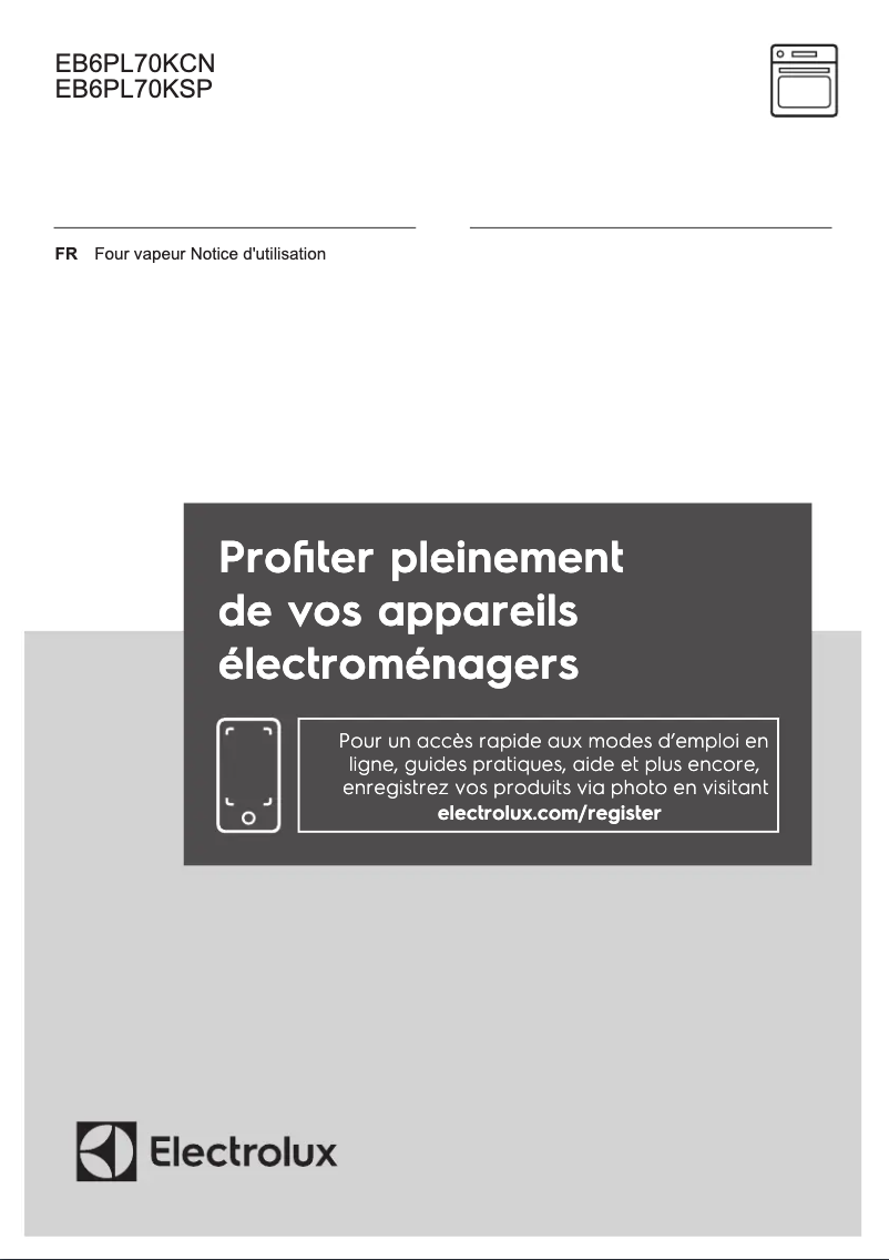 Page n°1 - Manuel utilisateur Electrolux EB6PL70KSP