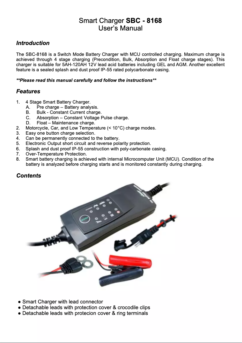 Page 1 de la notice Manuel utilisateur Manson SBC-8168