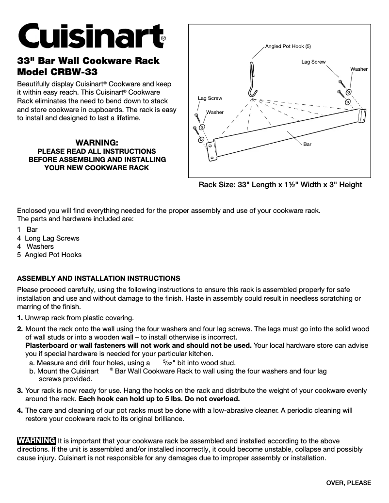 Image de la première page du manuel de l'appareil CRBW-33