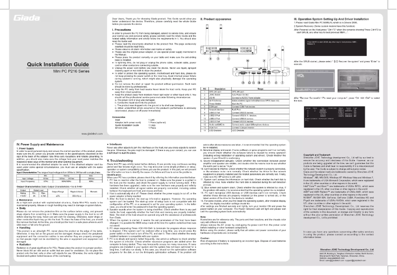 Page n°1 - Manuel utilisateur Giada P216I7-W7P-120/4