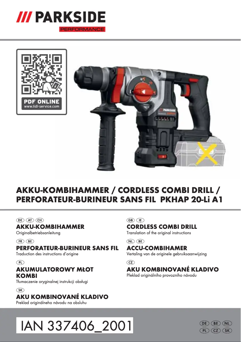 Page 1 de la notice Manuel utilisateur Parkside PKHAP 20-Li A1