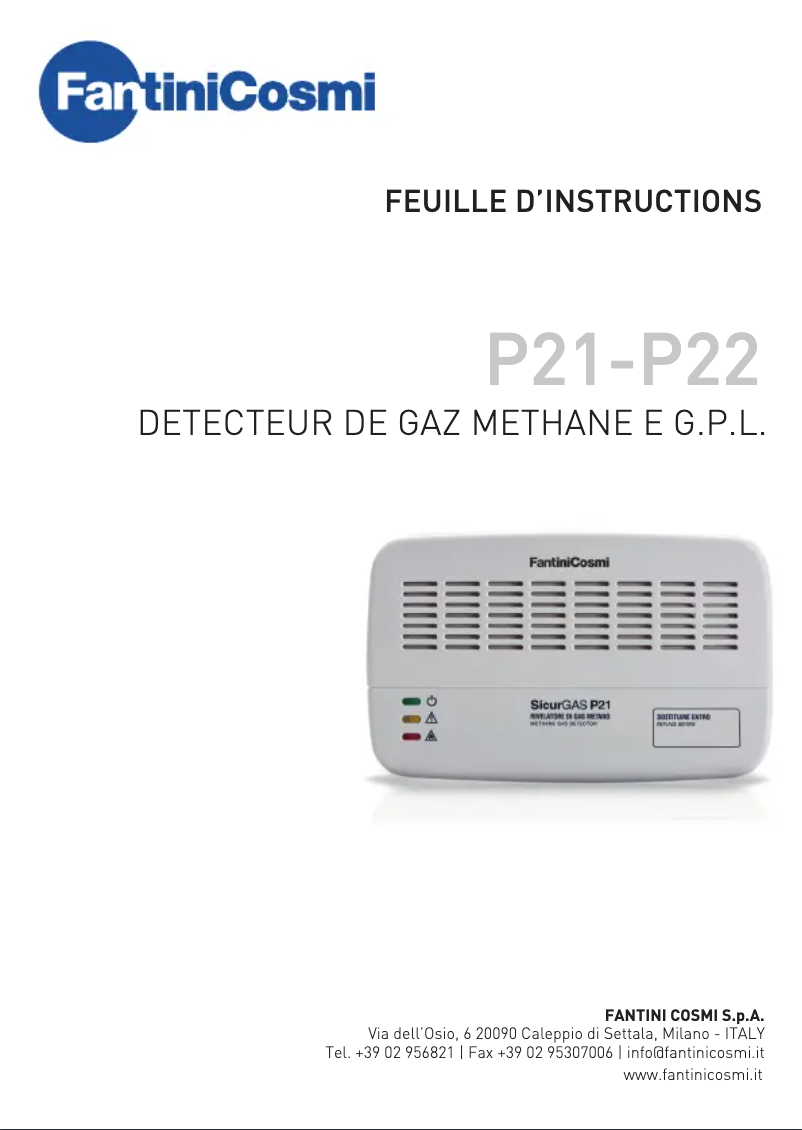 Image de la première page du manuel de l'appareil Sicurgas P21