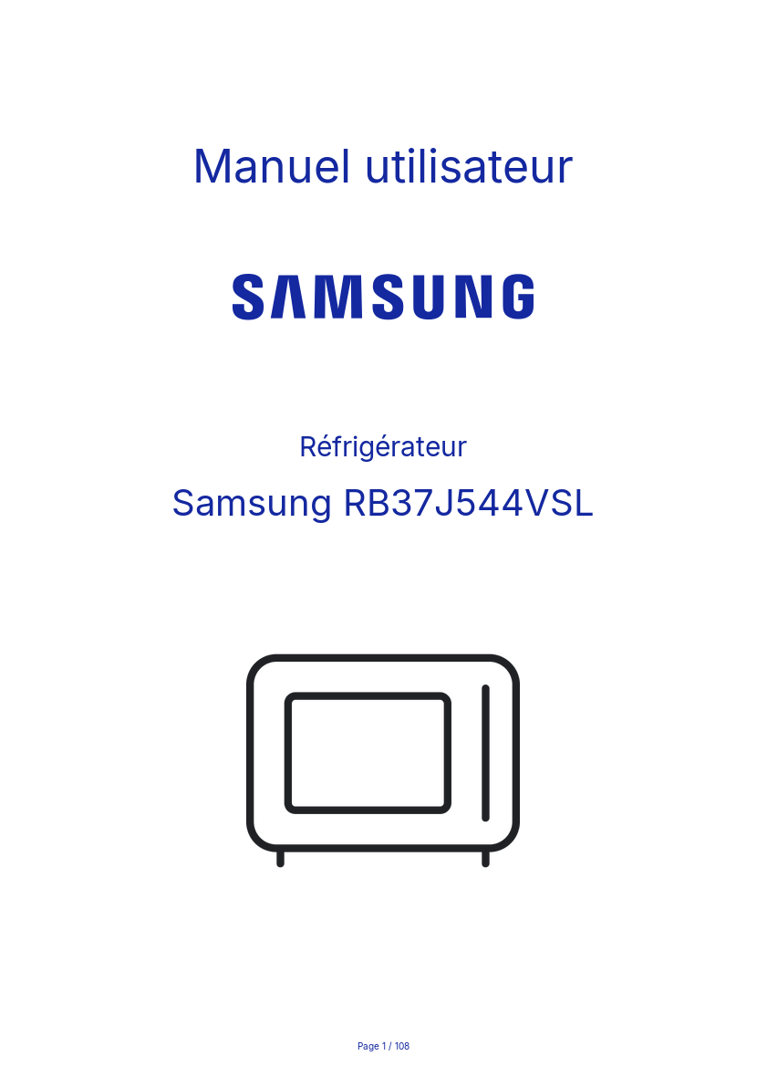 Page n°1 - Manuel utilisateur Samsung RB37J544VSL