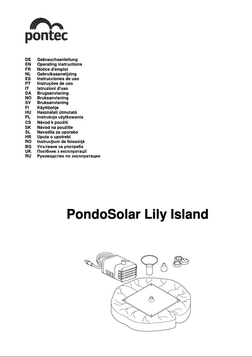 Page 1 de la notice Manuel utilisateur Pontec PondoSolar Lily Island