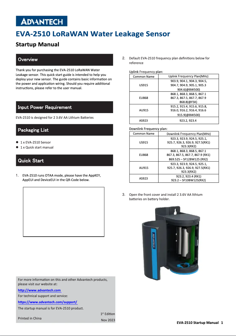 Page n°1 - Manuel utilisateur Advantech EVA-2510-EA