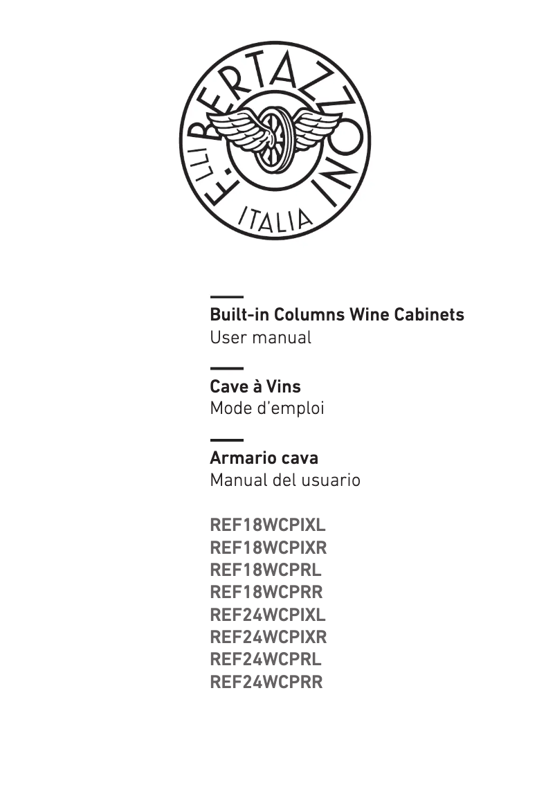 Page 1 de la notice Manuel utilisateur Bertazzoni REF24WCPIXR