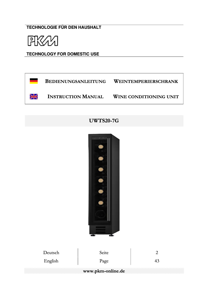 Image de la première page du manuel de l'appareil UWTS20-7G