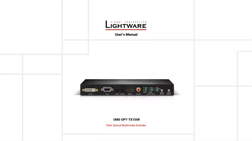 Page n°1 - Manuel utilisateur Lightware UMX-OPT-TX150R