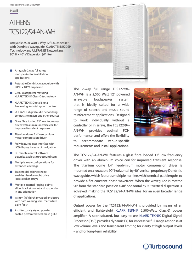 Página 1 del manual Ficha técnica Turbosound TCS122/94-AN