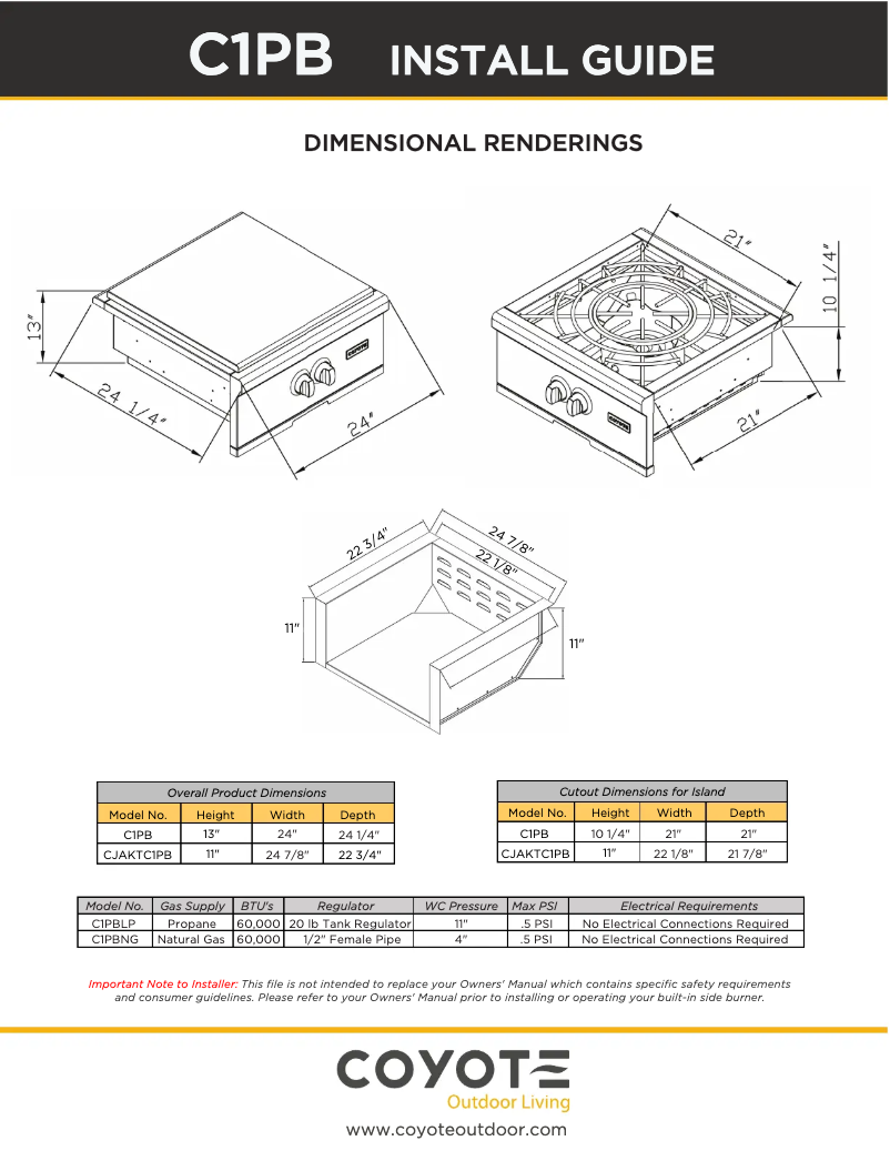 Page 1 de la notice Guide d'installation Coyote C1PBLP