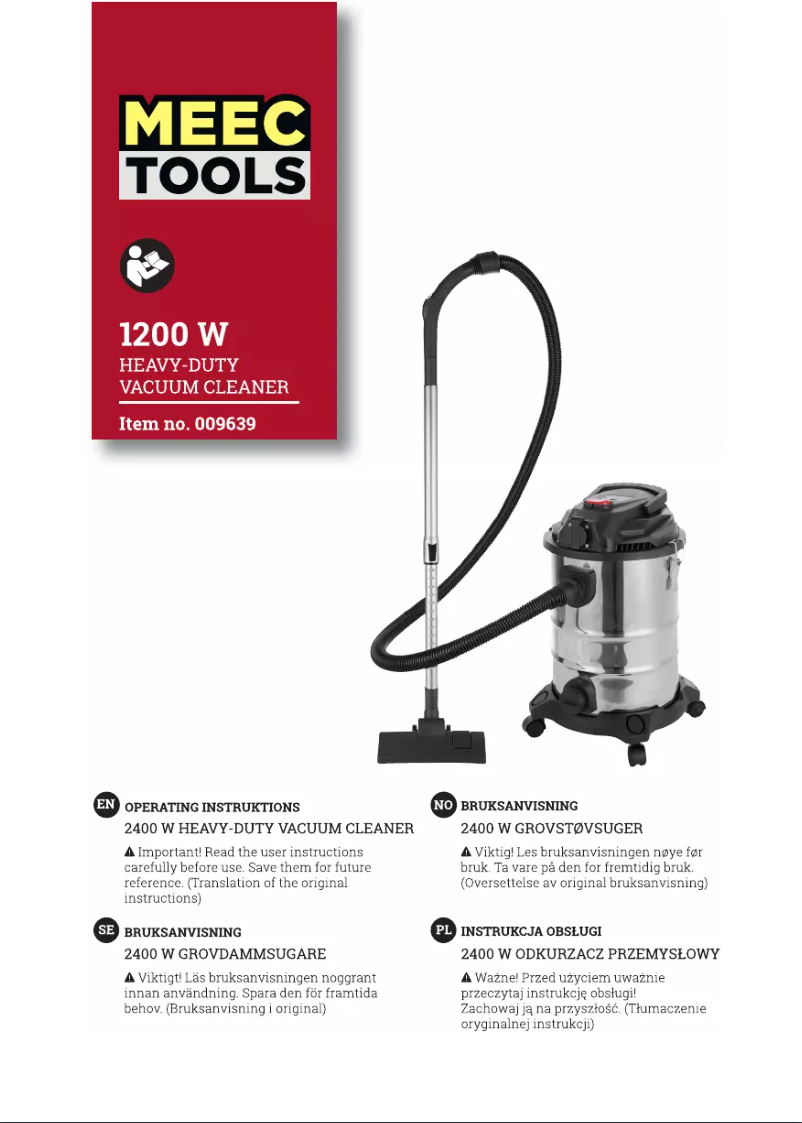 Page n°1 - Manuel utilisateur Meec Tools 009-639