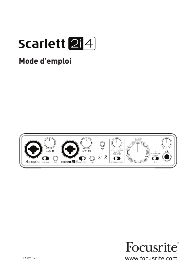 Image de la première page du manuel de l'appareil Scarlett 2i4