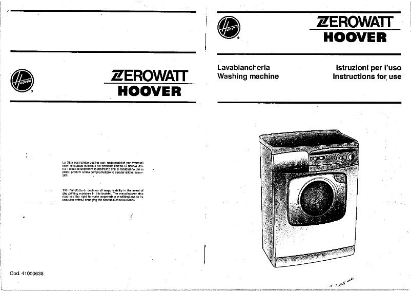Page n°1 - Manuel utilisateur Zerowatt-Hoover H 109 E S