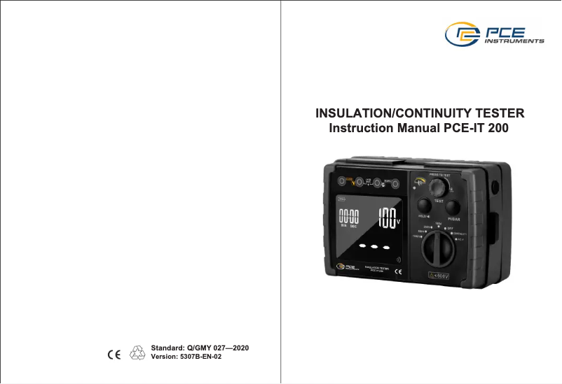 Page n°1 - Manuel utilisateur PCE Instruments PCE-IT 200