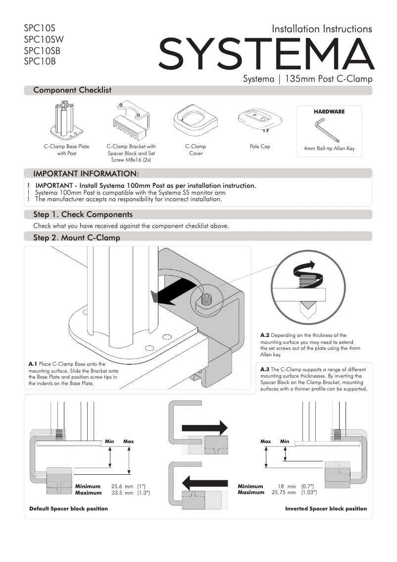 Page 1 de la notice Manuel utilisateur Atdec SPC10B