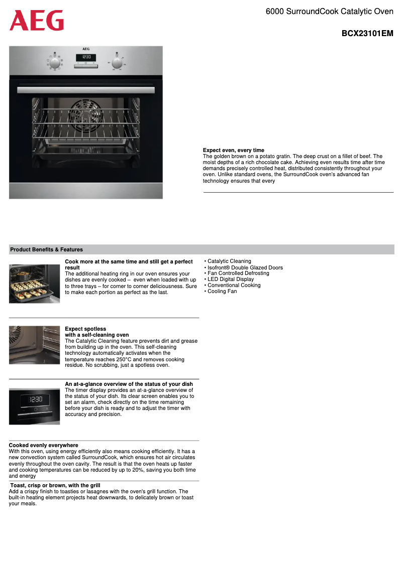 Page 1 de la notice Fiche technique AEG BCX23101EM