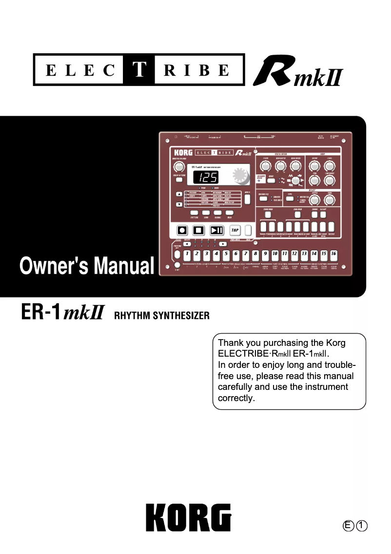 Page n°1 - Manuel utilisateur Korg Electribe-R mkII