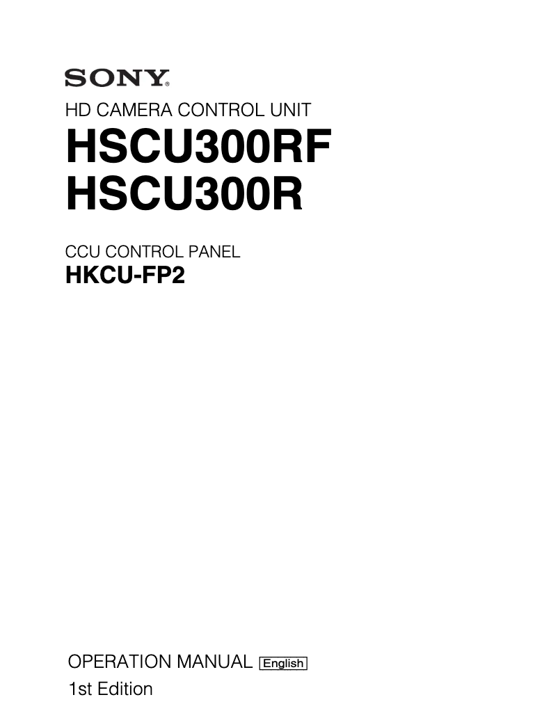 Page n°1 - Manuel utilisateur Sony HSCU300R