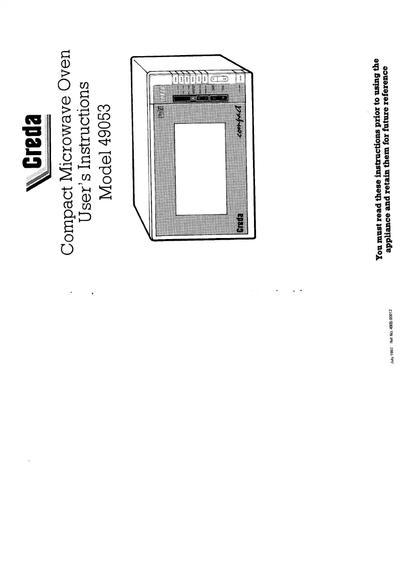 Page n°1 - Manuel utilisateur Creda 49053