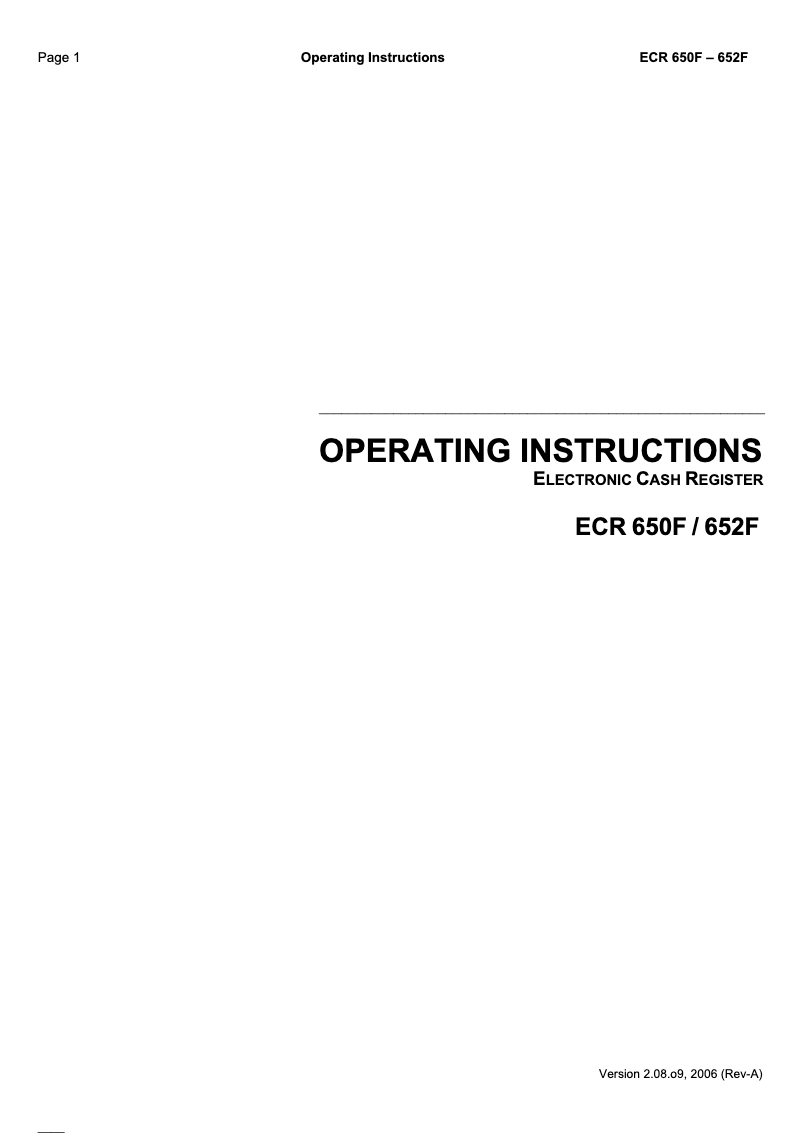 Página 1 del manual Manual de usuario Olympia ECR 652F